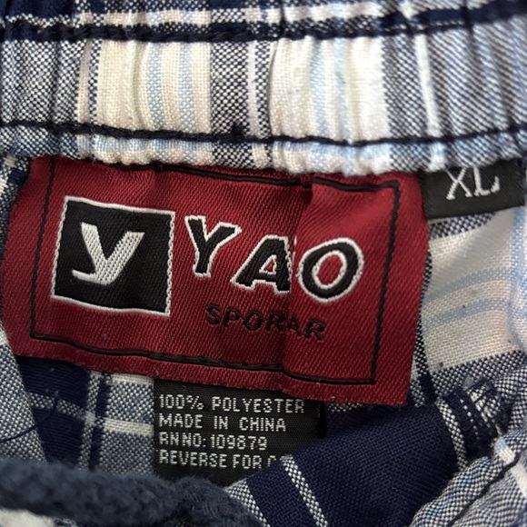 Yago Sportswear Navy Plaid Cargo Shorts - Picture 2 of 4
